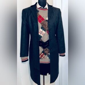 Vintage Lauren Ralph Lauren Grey n Black Tailored Single-Breasted Trench Coat